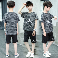 Meninos verão de secagem rápida terno colete basquete terno shorts camisa esportiva de duas peças  cinzento