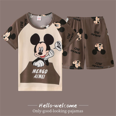 2024 new children's pajamas boys summer girls thin home clothes short-sleeved boys big children air-conditioning clothes summer