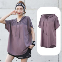 Plus size sports tops during pregnancy Loose summer thin short-sleeved tops  Purple