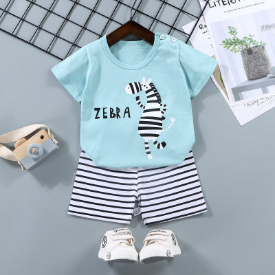 Children's short-sleeved suits pure cotton boys T-shirts baby summer children's clothing girls shorts baby clothes summer clothes wholesale