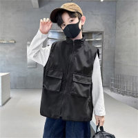Boys' workwear style vest waistcoat baby coat set 2 pieces  Black