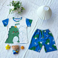 Children's pajamas summer short-sleeved cartoon thin boys home clothes daily casual suit  Multicolor