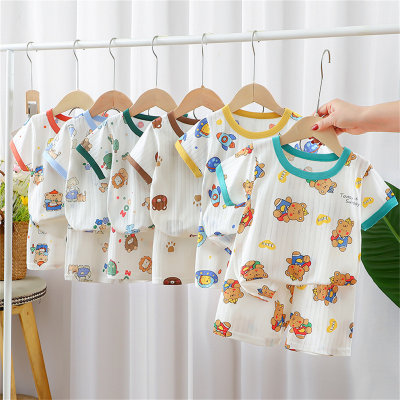 2024 pure cotton summer new children's clothing children's short-sleeved shorts suit boys and girls baby T-shirt
