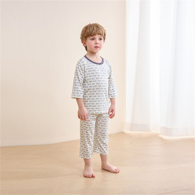 Conjunto de roupas para casa das crianças modal algodão desossado roupas de ar condicionado do bebê manga de três quartos pijamas infantis
