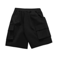 Summer thin boys' shorts Korean style loose children's overalls 2023 new boys black pants five-quarter pants  Black
