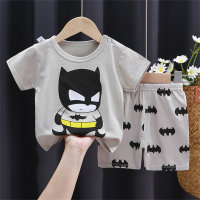 Summer children's short-sleeved shorts suit pure cotton t-shirt for men and women baby thin children's clothing new style 2023 baby boy wholesale  Gray