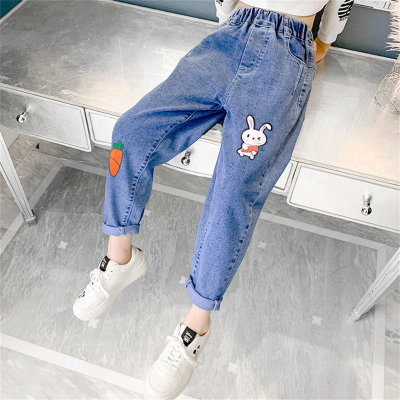 Girls Korean style fashionable trousers for middle and large children high elastic casual trousers
