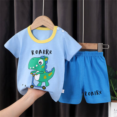 New pure cotton children's short-sleeved T-shirt suit baby short-sleeved shorts two-piece suit