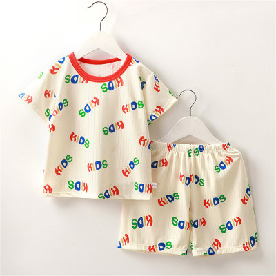 Girls short-sleeved shorts two-piece suit thin cartoon children's clothing air-conditioned clothing