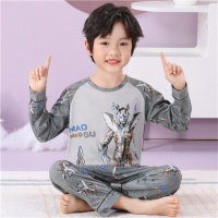 Children's Pajamas Girls Long Sleeve Spring and Autumn Girls Korean Princess Kids Boys Baby Home Clothes  Gray