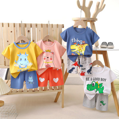 Children's short-sleeved suit pure cotton girls summer clothes boys T-shirt baby baby clothes