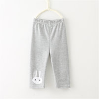 Pantalones de algodón para niñas, mallas versátiles de verano con dibujos de conejos de cinco centavos para niñas, pantalones para niños  gris