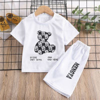 Summer new T-shirts for boys and girls, baby tops for big and medium-sized children, fashionable T-shirts for babies, suits  White