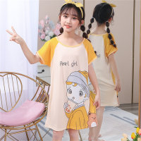2024 new children's nightdress summer short-sleeved girls baby thin little girl cartoon pajamas medium and large children's home clothes  Multicolor