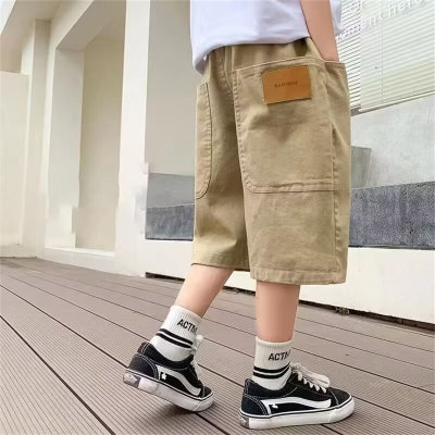 Pantalones cortos de verano para niños, pantalones cortos holgados y elegantes de estilo coreano para niños medianos y grandes, monos finos y modernos para niños