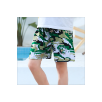 Summer children's thin printed beach shorts  Green