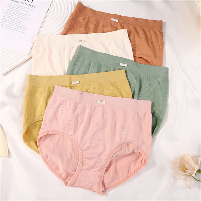 Five pairs of large size women's underwear mid-waist antibacterial cotton crotch shorts girls solid color simple briefs