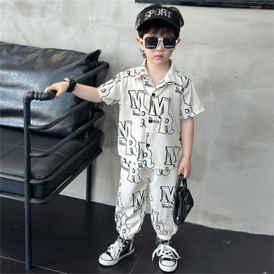 Boys summer new children's short-sleeved shirt two-piece suits for middle and large children's clothes