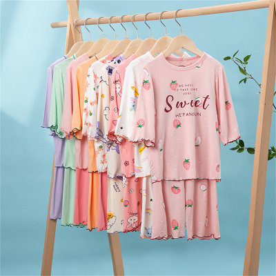 Cute sweet girl soft home clothes two-piece set for middle-aged and older children