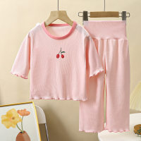 Summer new style girls home clothes suit lace little girls home clothes thin style air-conditioned clothes children's clothing  Pink