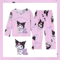 Meninas pijamas primavera e outono manga longa dos desenhos animados bonito crianças pijamas conjunto verão roupas de ar condicionado  Luz roxa