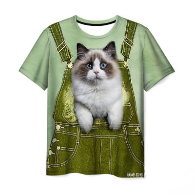 T-shirt per bambini Bretelle finte T-shirt casual per bambini con stampa 3D di animali
