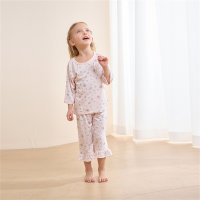 New summer children's home clothes suit modal cotton boneless baby air-conditioning clothes three-quarter sleeve children's pajamas  Pink