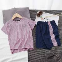Children's sports suits for big boys and girls in summer, quick-drying T-shirts, short-sleeved shorts, two-piece trendy set  Pink