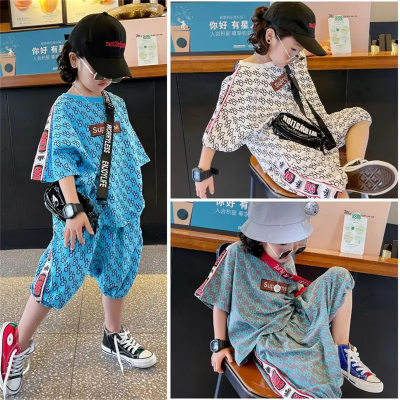 Summer children's short-sleeved T-shirt shorts two-piece suit children's clothing new style outer wear handsome