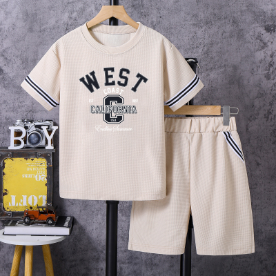 Boys summer suit short-sleeved T-shirt shorts two-piece suit big boy summer clothes