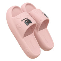 Nuevas zapatillas de oso eva para mujer, bonitas y sencillas sandalias silenciosas antideslizantes para uso interior y exterior, para baño, resistentes al desgaste  Rosado