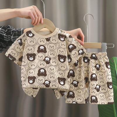 Children's short-sleeved suit pure cotton girls summer clothes boys T-shirt baby baby clothes Korean children's clothes shorts