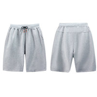 Children's trousers with extra fat and extra fat, pure cotton terry casual shorts, loose, thin, three-quarter length pants for middle and large children  Gray