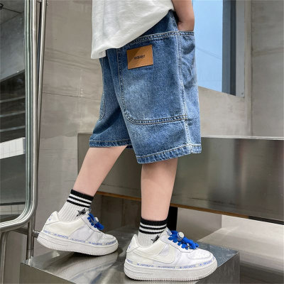 Calça jeans fina de verão para meninos, shorts da moda infantil, roupa externa solta