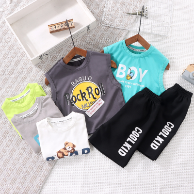 Medium and large children's sleeveless tops, shorts, sports T-shirts, bottoming shirts, children's vest suits, summer children's clothing