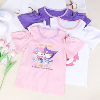 Summer new style girls' cotton short-sleeved T-shirt fashionable tops children's versatile fashion outer wear half-sleeved thin style