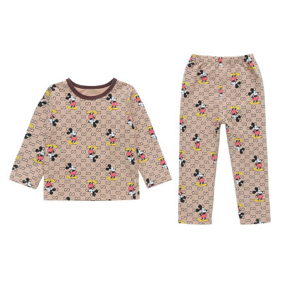 Novo estilo pijama infantil meninos casual manga longa quatro estações pijamas roupas para casa conjunto de duas peças