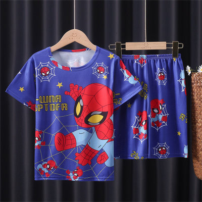 Summer short-sleeved casual two-piece suit for boys cartoon cute middle and large children's home clothes summer clothes