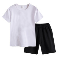 2024 new large and medium-sized children's suits 6-12 years old color matching casual student boys and girls shorts suits children's clothing wholesale  White
