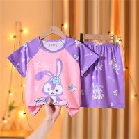 Pijamas para meninas verão manga curta casual conjunto de duas peças dos desenhos animados bonito médio e grande roupas de casa das crianças roupas de verão  Tolet
