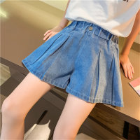 Girls Summer Denim Shorts Crease Skirts Girls Casual Skirts Pants  Blue