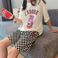Girls, middle and large children's fashionable sports two-piece set  black and white plaid