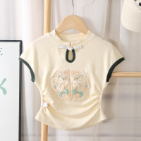 Nueva camiseta modal de manga corta de estilo coreano para bebé  Beige