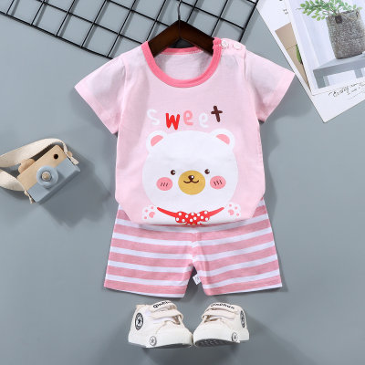 Children's short-sleeved suit pure cotton T-shirt baby summer children's clothing girls shorts baby clothes summer clothes