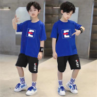 Foreign trade children's clothing boys suits for middle and large children loose quick-drying mesh breathable basketball uniforms sports thin style one piece drop shipping  Blue