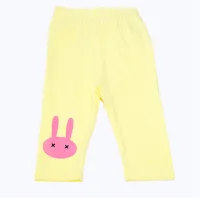 Summer children's versatile cartoon rabbit five-cent girls' leggings cotton pants children's pants  Yellow