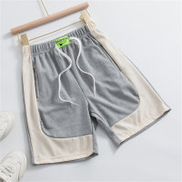 Children's cool casual five-point wide-leg shorts for boys and girls fashionable color matching side pocket cool pants  Gray