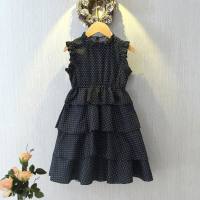 2024 vestido de niñas vestido de princesa de verano falda de gasa nueva ropa de moda para niñas pequeñas mono sin mangas  Negro
