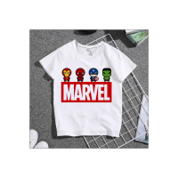 T-shirt d'été à manches courtes pour enfants, imprimé de dessin animé Marvel Avengers Heroes  Multicolore