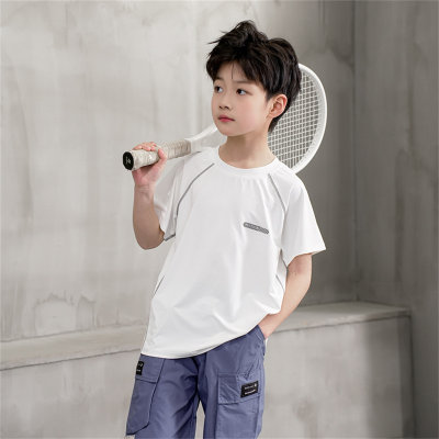24 Camiseta de manga corta deportiva transpirable de malla de moda simple para niños de verano, camisetas coloridas y vibrantes para niños y niñas